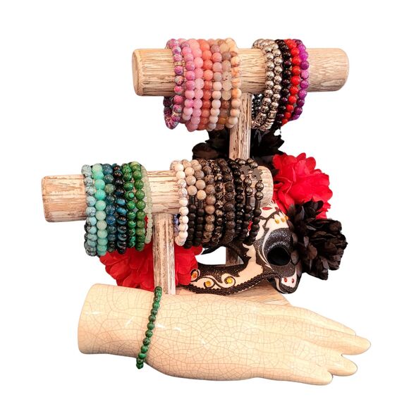 6MM Genuine Green Malachite Natural Stone Stretch Beaded Bracelet Round Bead - Picture 4 of 4